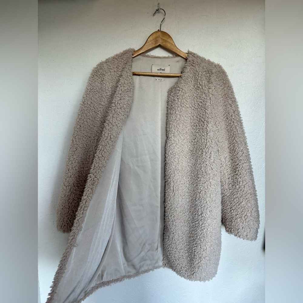 Wilfred Aritzia Cream Laboratoire Plush Teddy Sherpa Coat - Picture 12 of 14
